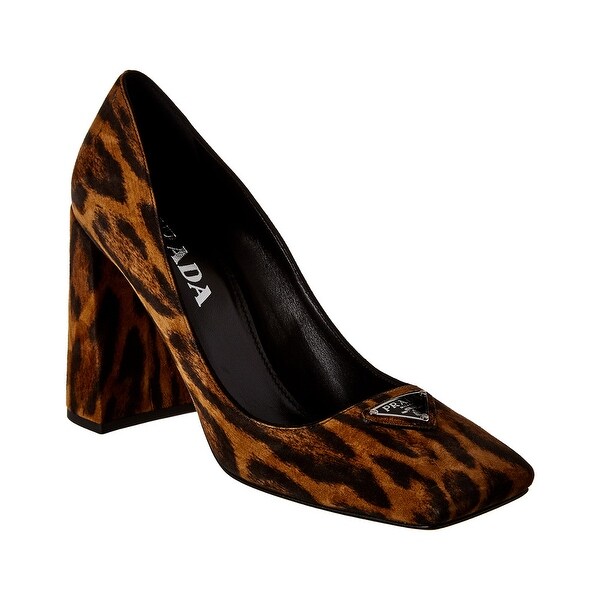 Prada Logo Plaque Suede Pump. Opens flyout.