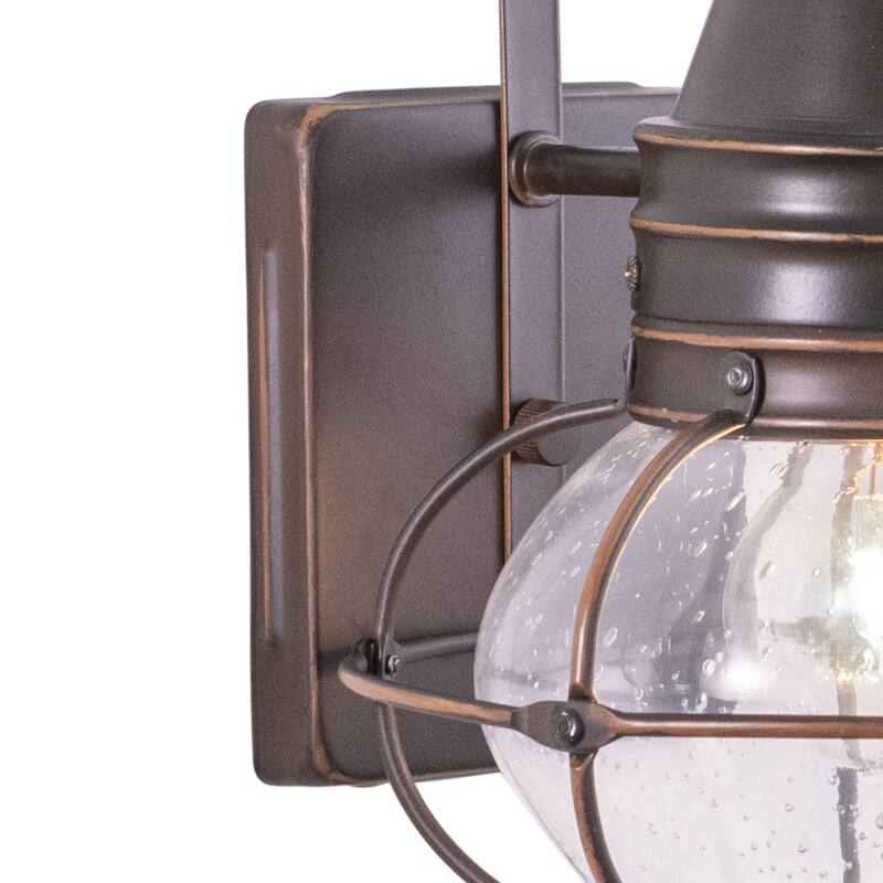 Chatham 1 Light Bronze Coastal Outdoor Wall Lantern Clear Glass - 8-in W x 13.5-in H x 8.5-in D