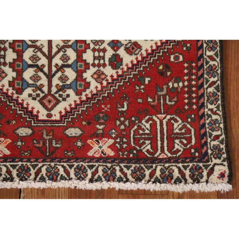 Geometric Abadeh Persian Vintage Runner Rug Handmade Wool Carpet - 2'0"x 4'9"