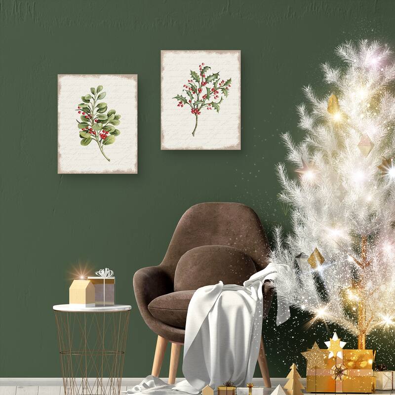 Berries Christmas Botanical & Holly Christmas Botanical by Cindy Jacobs Canvas Art Prints