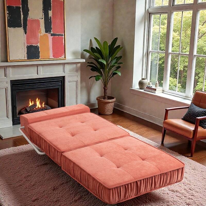 Folding Sofa Futon Sleeper Chair, Convertible Floor Couch and Mattress with Removable Cushion for Small Spaces