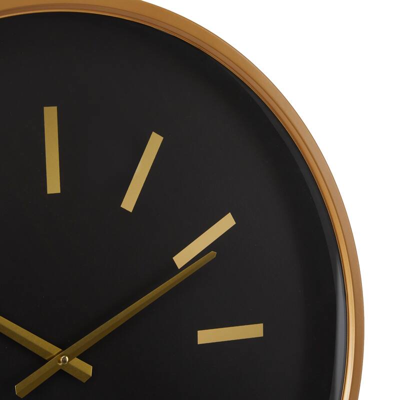 Metal Wall Clock with Gold Accents - Black - Roche River Decor - 3"W x 24"L x 24"H