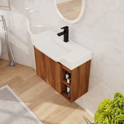 Beingnext 24"/28" Bathroom Vanity with Sink, Floating Bathroom Vanity with Soft Close Door and Shelf