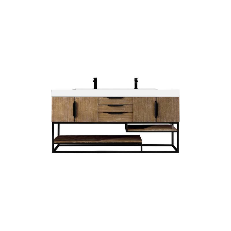 James Martin Vanities 983-V72D-MB-GW Columbia 72" Free Standing Double - Latte Oak - Oak Finish