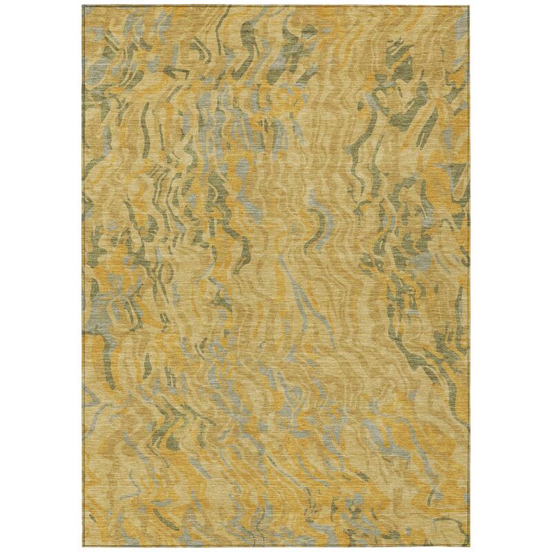 Machine Washable Indoor/ Outdoor Abstract Flow Chantille Rug