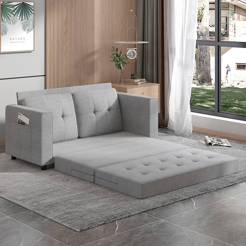 Mixoy Modern 3-in-1 Loveseat Sleeper Sofa,Multi-Function Tri-Fold Out Floor Sofa Bed