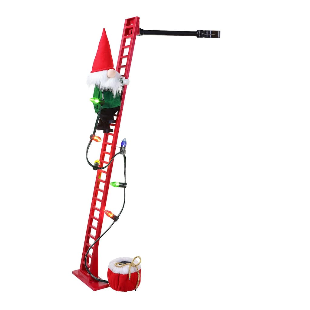 Mr. Christmas Animated and Musical Climbing Gnome with Light Strand Decoration - Red