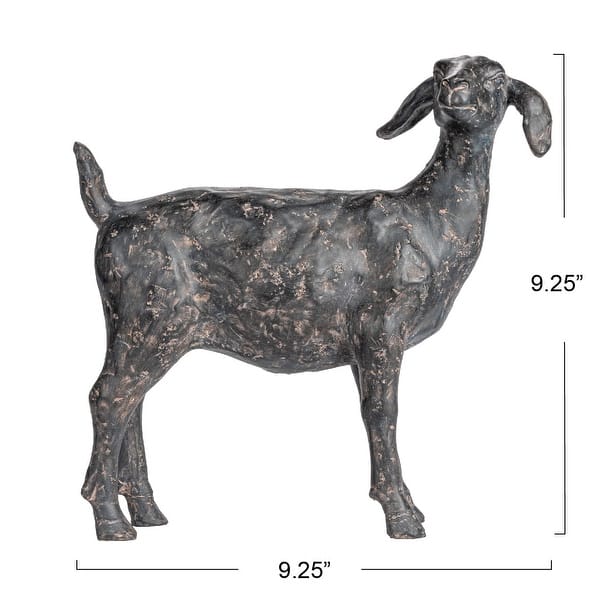 dimension image slide 1 of 4, Resin Goat Accent Decor with Cast Iron Finish