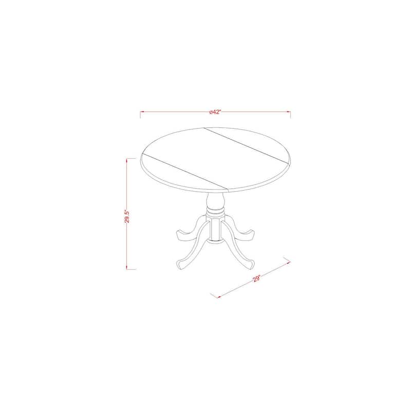 HomeStock 5-Piece Round Mahogany Finish Solid Wood Top Dining table with 4 Chairs with Drop Leaf Lattice Back