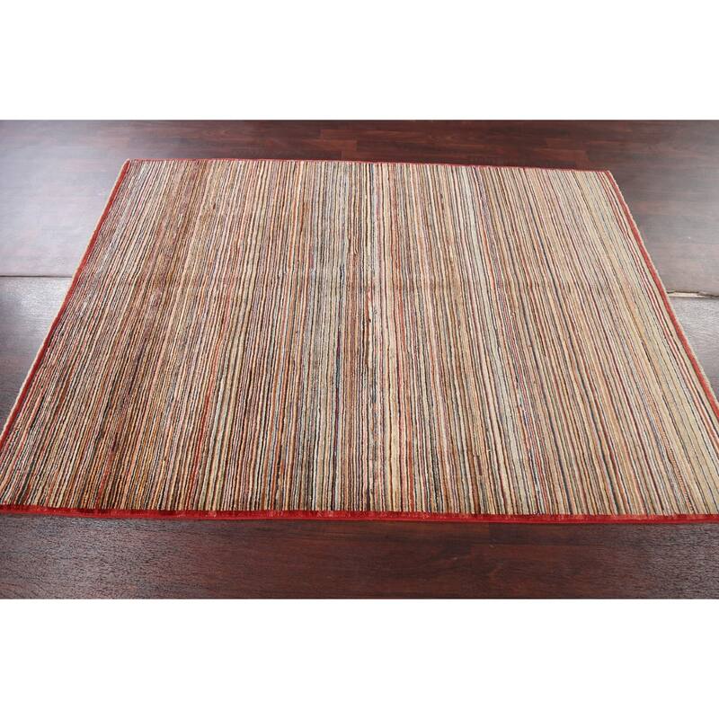 Striped Modern Gabbeh Kashkoli Oriental Area Rug Handmade Wool Carpet - 4'9" x 6'6"