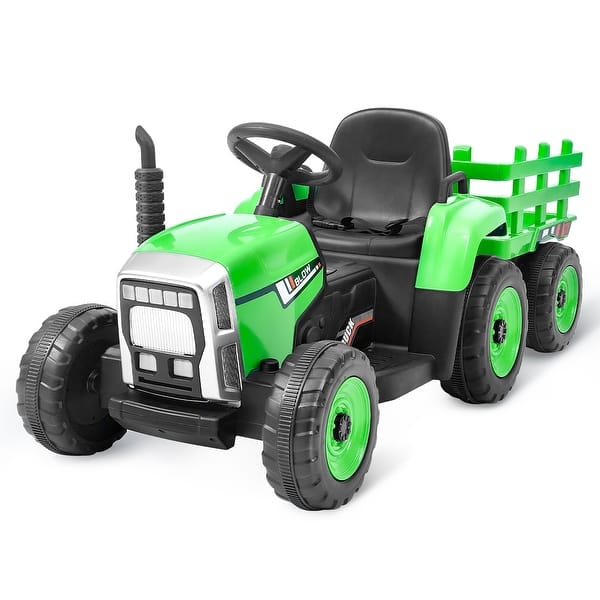 slide 2 of 7, VEVOR Kids Ride on Tractor 12V Electric Toy Tractor with Trailer Remote Control 12V
