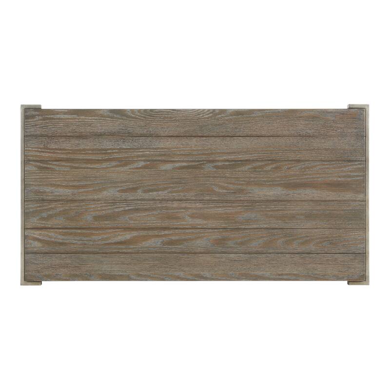 Wood Coffee Table with Metal Frame and Casters