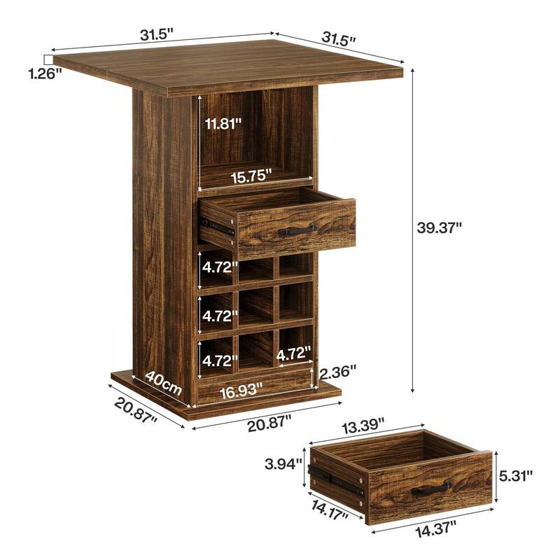 Square Home Bar Unit, Freestanding Bar Cabinet with Storage