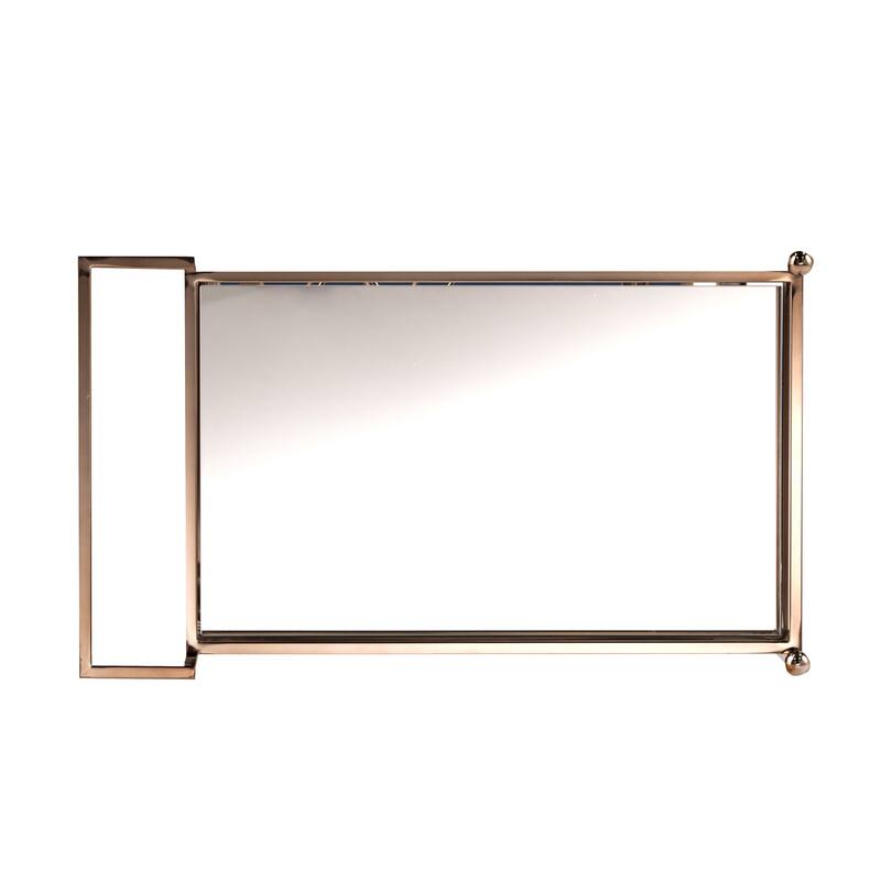 Mirrored Glass Bar Cart with Wheels and Metal Wine Rack - 29” x 15.75” x 31.5”