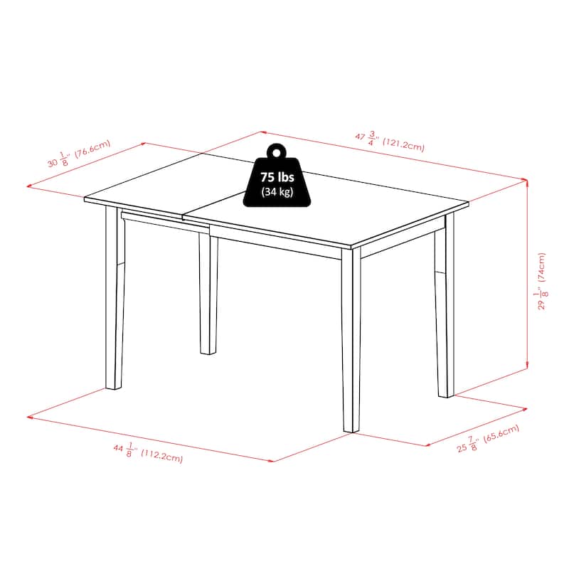 Drop Leaf Dining Table, Walnut - 47.72 x 30.16 x 29.13 inches