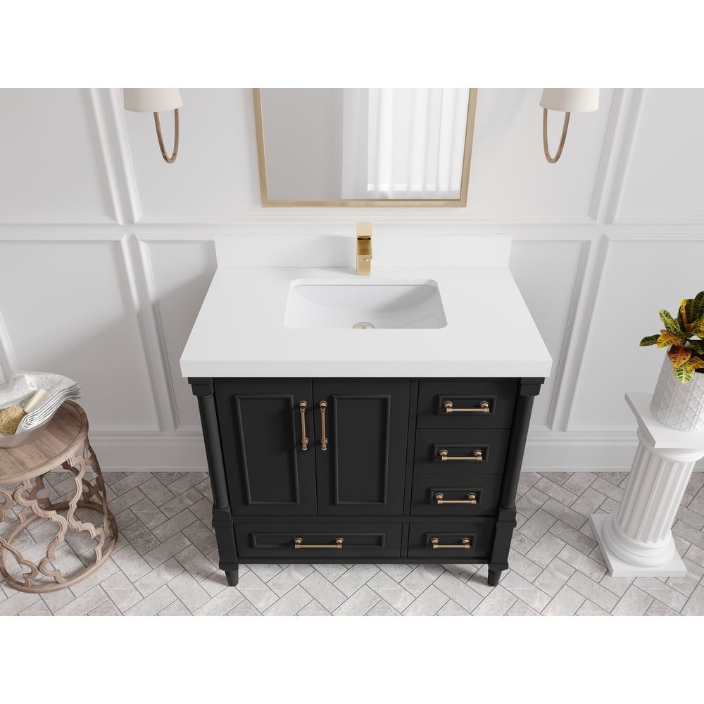 Willow Collections 36 in. W x 22 in. D Aberdeen Center Sink Left Bathroom Vanity with Countertop