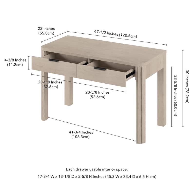 Lonsdale 48" Wide Rectangular Fluted Desk