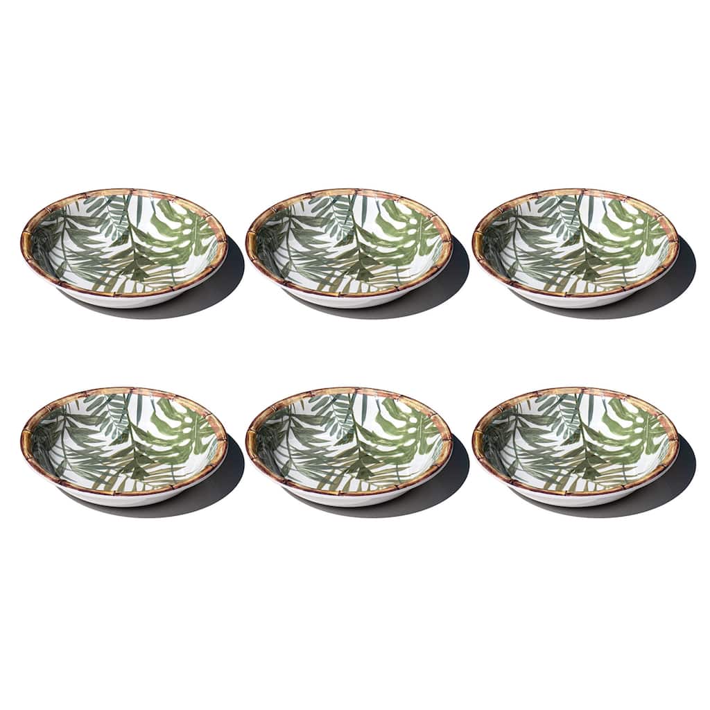 Abode Homewares Rainforest Palm NewWave Melamine Low Bowl - Green - 8.9" - Set of 6