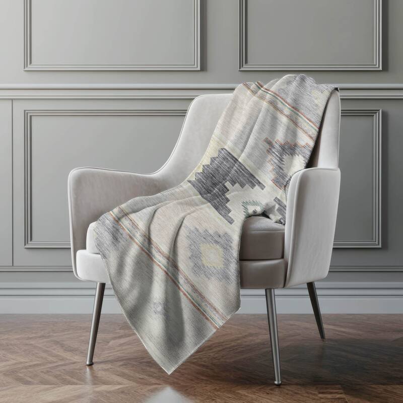 Premium Machine Washable ASB176 Boho Global Sherpa Throw Blanket