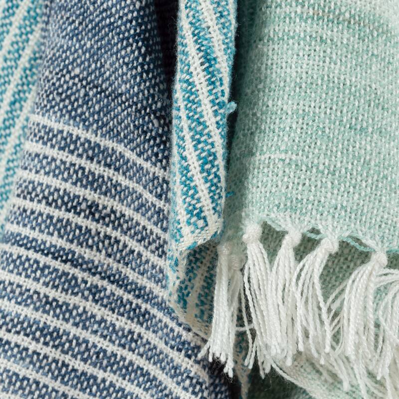 Rizzy Home Hand-tied Striped Throw Blanket
