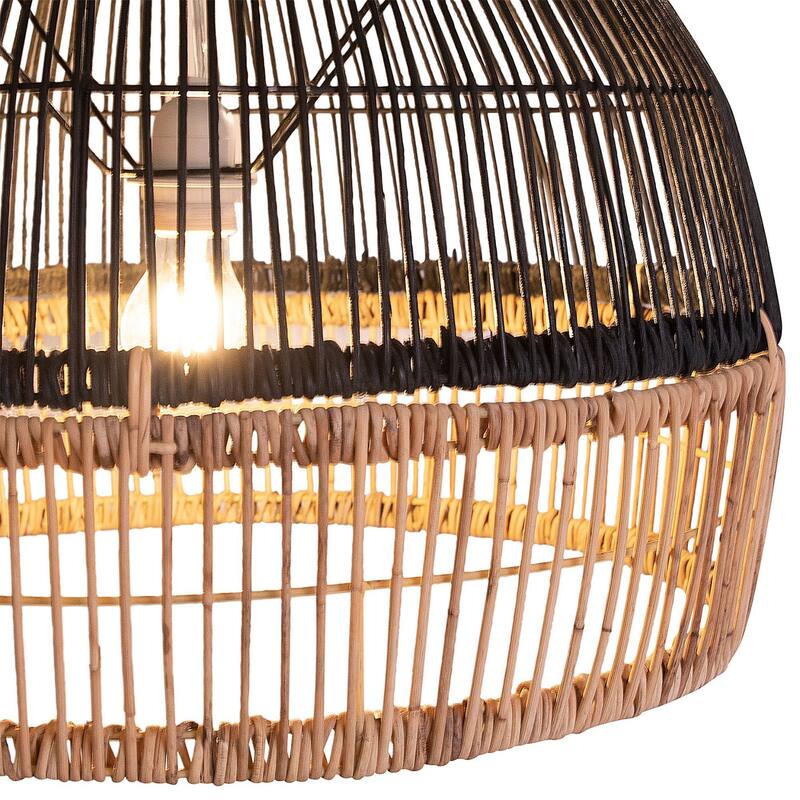 Grace Natural Woven Two-Tone Rattan Lamp Shade, Black and Natural