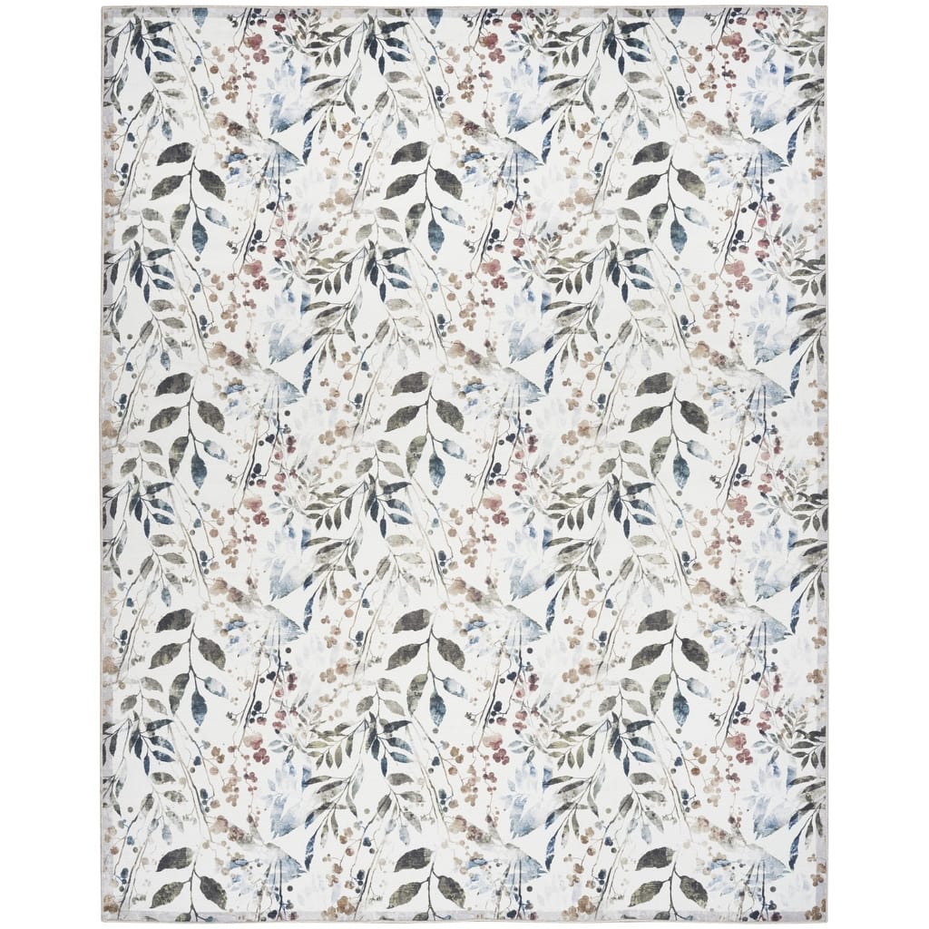 Nude Power Loomed Floral Non Skid Area Rug By HomeRoots - 6' x 9'