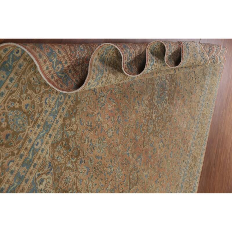 Hand Knotted Oriental 100% Wool Carpet Traditional Floral Oranges & Rust Mashad Area Rug - 12' 6'' X 9' 5''