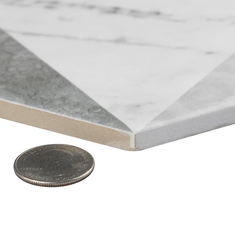 Merola Tile Classico Carrara Hexagon Peak 7" x 8" Porcelain Floor and Wall Tile