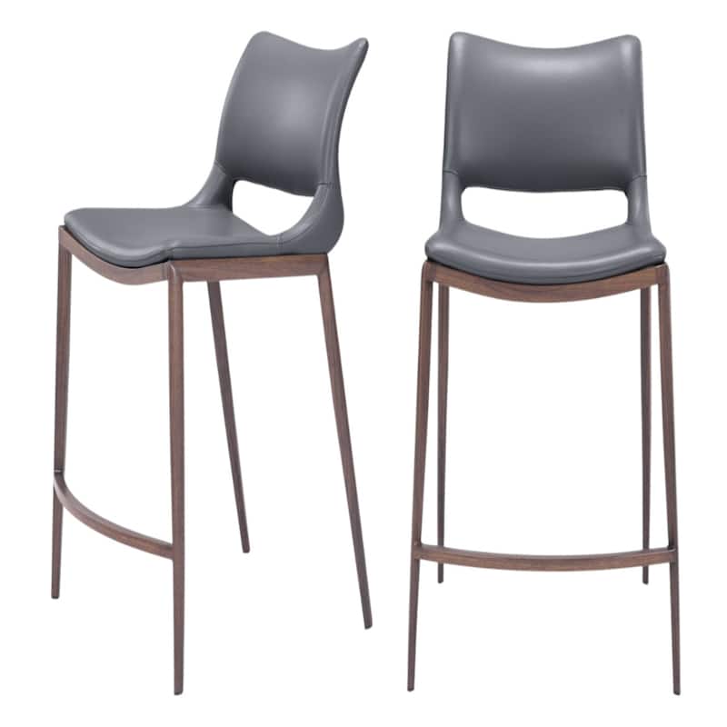 Set of 2 Faux Leather Counter Height Bar Stools with Footrest - 22.4” x 20.1” x 37.2”
