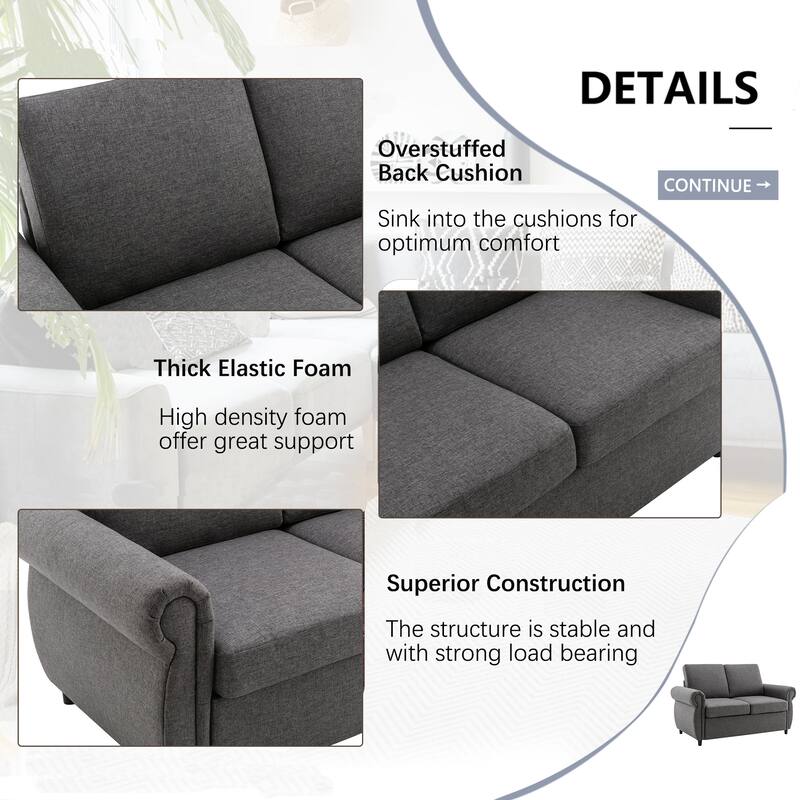 57.9" Orisfur Pull Out Sofa Bed Loveseat Sleeper With Twin Size Memory Mattress With Two Usb Ports For Living Room Spaces