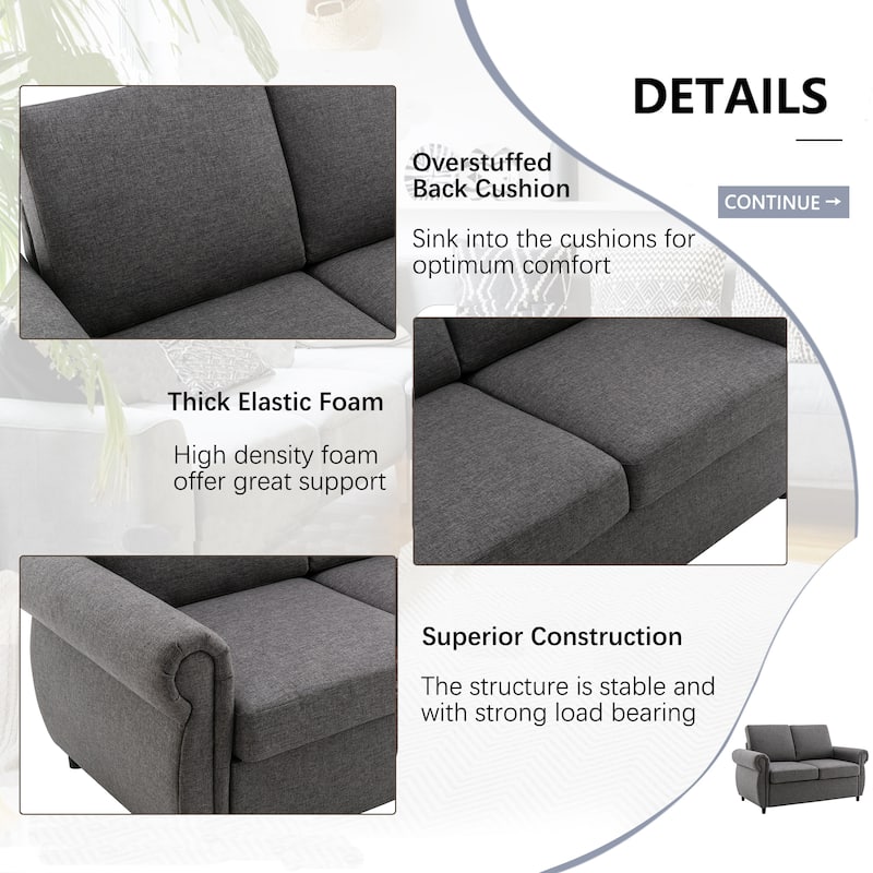 57.9" Pull-Out Loveseat Sleeper Sofa with Twin Memory Foam Mattress and USB Ports, Compact Sofa Bed for Living Room