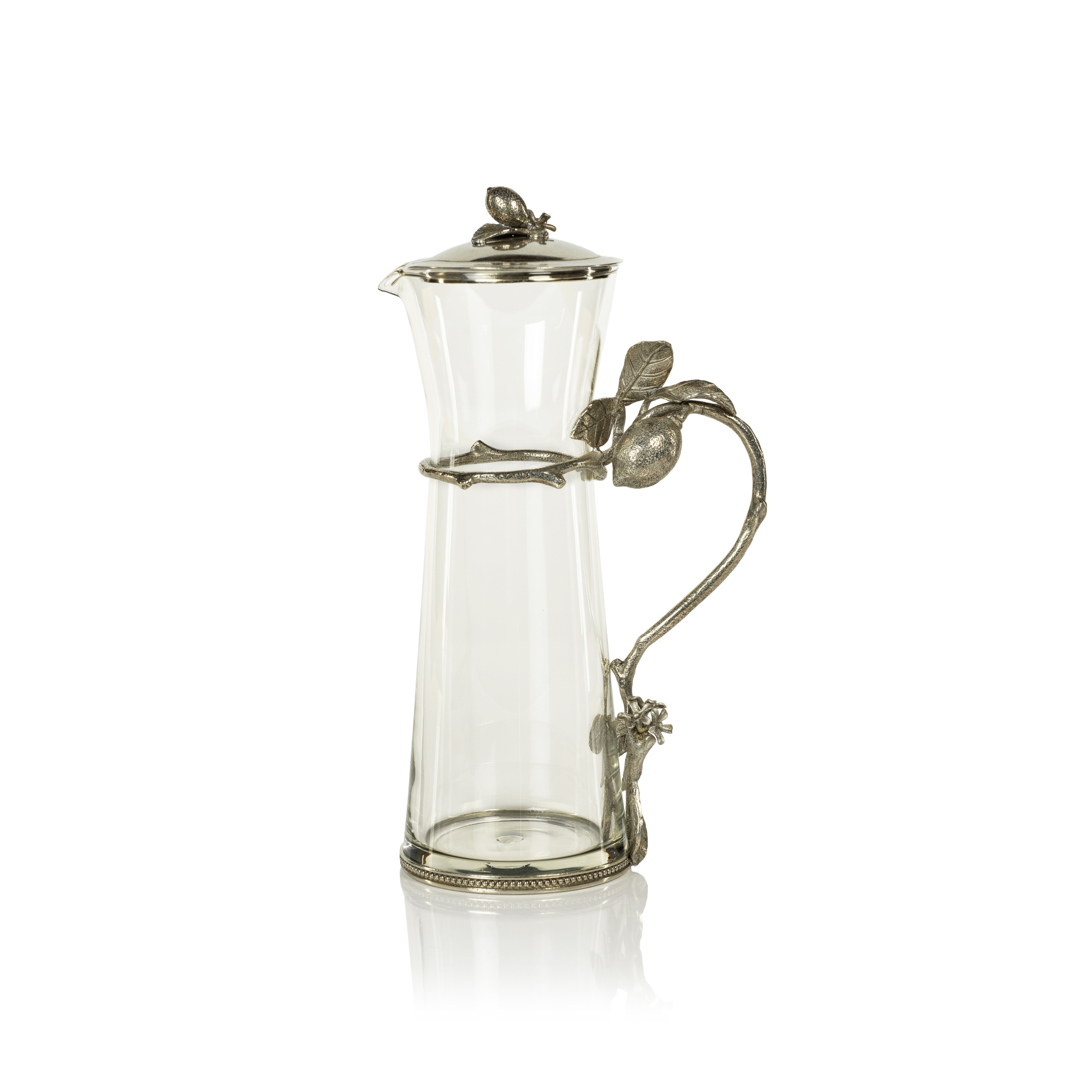 Amalfi 11.5" Tall Lemon Pewter & Glass Pitcher with Lid