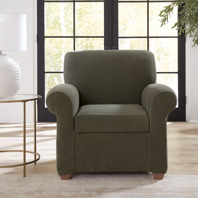 SureFit Stretch Pique 2 Piece Chair Slipcover