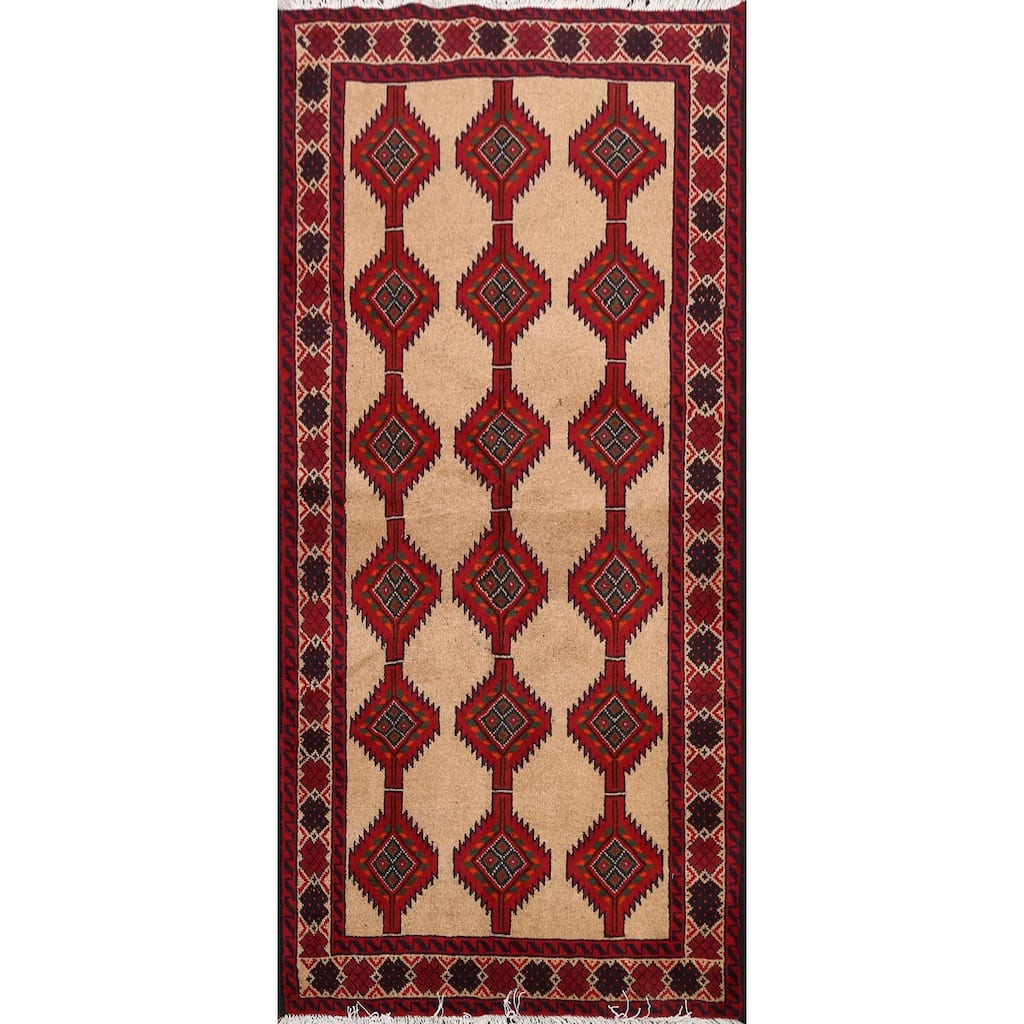 Traditional Geometric Balouch Persian Area Rug Wool Handmade - 3'4" x 6'4"