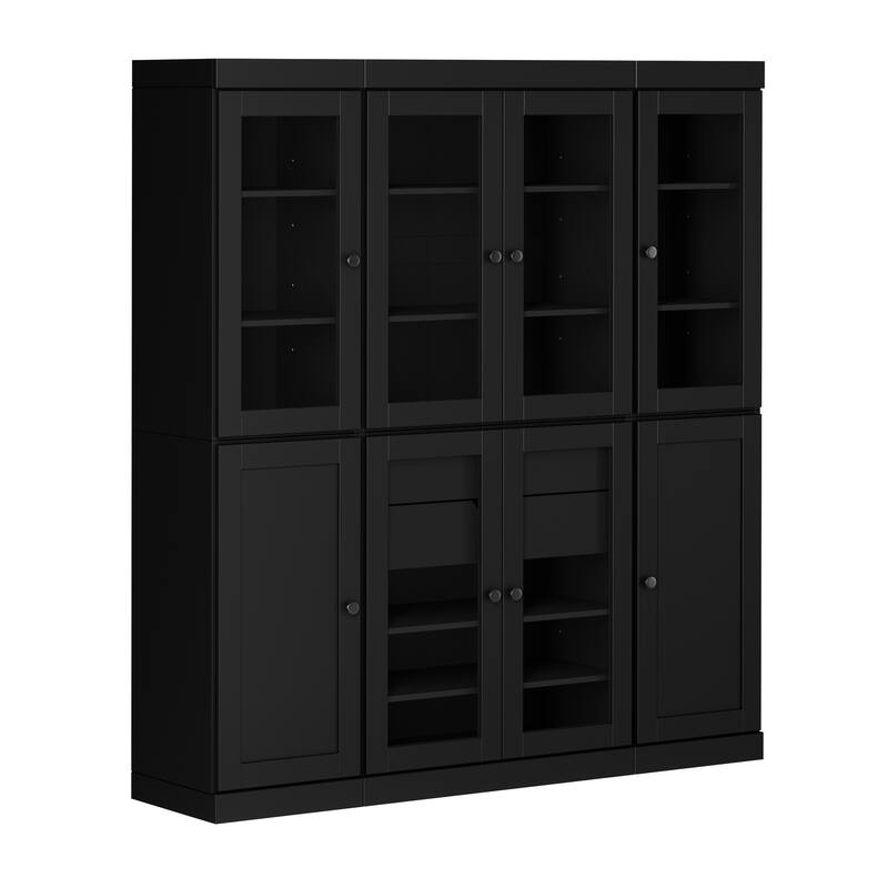 Palace Imports 100% Solid Wood 65" Pantry Cabinet with Clear Glass, Shaker Doors, 2-Drawers and Adjustable Shelves