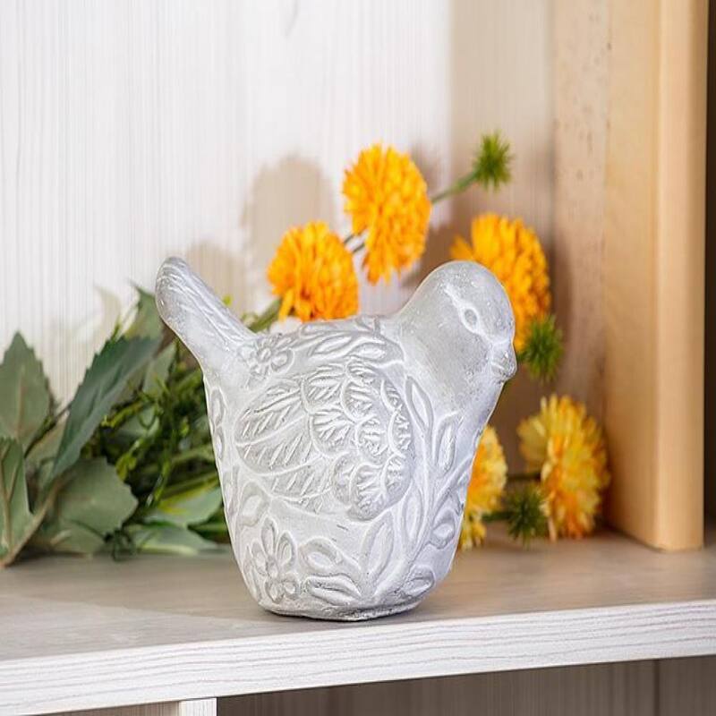 Matte Brown & Shiny White Bird Figurine