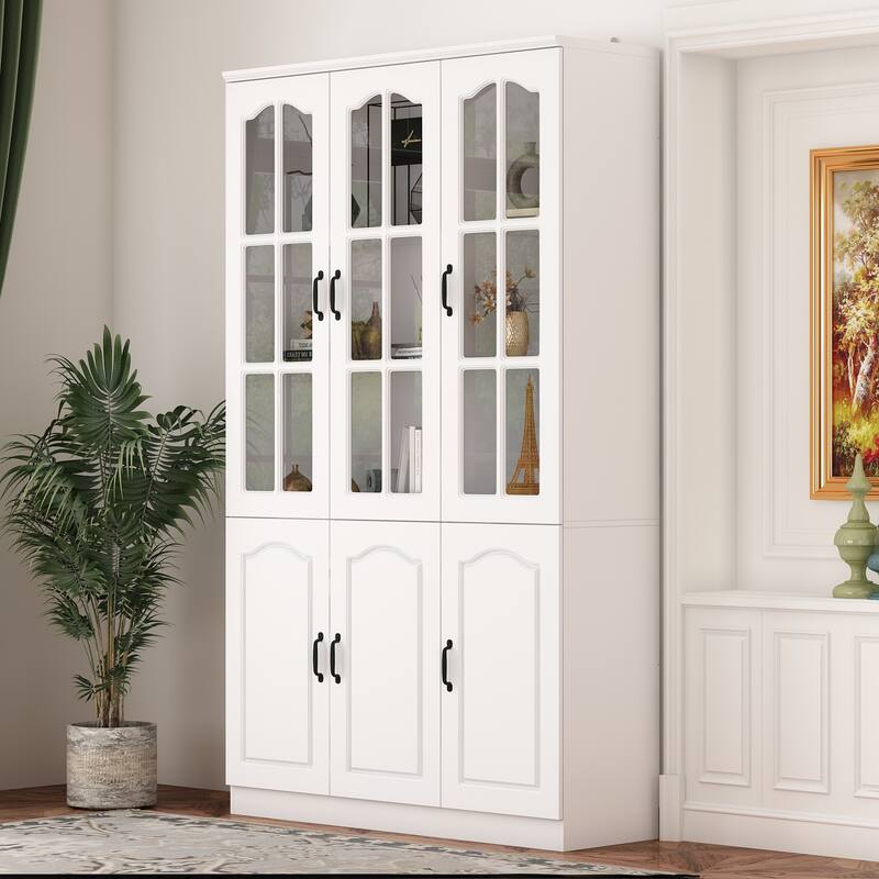 Kitchen Cabinet Clear Visibility Tempered Glass Showcase Combo Cabinet