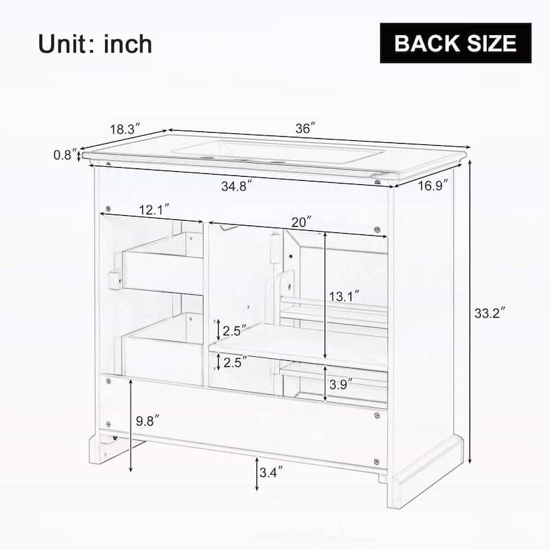 Bathroom Vanity Cabinet with Sink,2 Tip-out Drawers, Soft Close Door Hinges