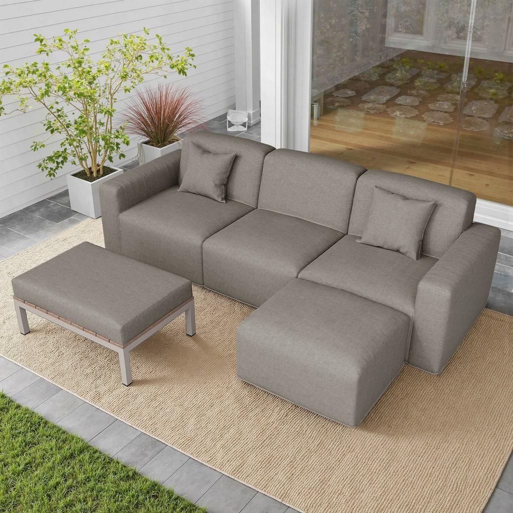 5-piece Full Foam Cushioning Sectional Sofa Set for living Room Patio