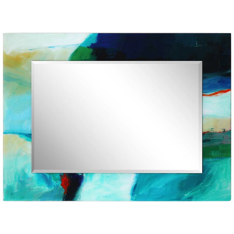 Empire Art "sky"Rectangular Reverse Printed Tempered Art Glass with Rectangular Beveled Mirror