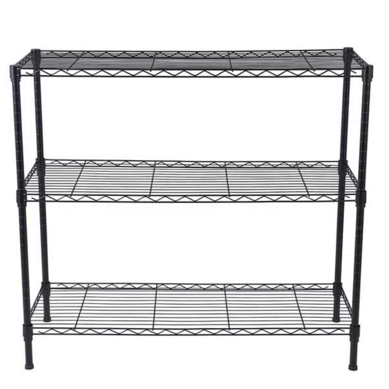 3-Tier Heavy Duty Adjustable Shelving Unit Black - 35.43 x 13.78 x 31.50