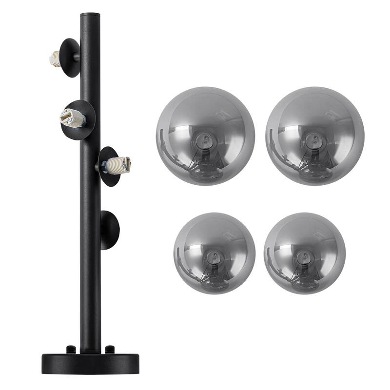 8 Lights Modern Semi-Flush Mount Ceiling Light Smoky Gray Glass Globe
