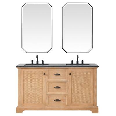Hervas Bath Vanity with Natural Marble Top and Mirror