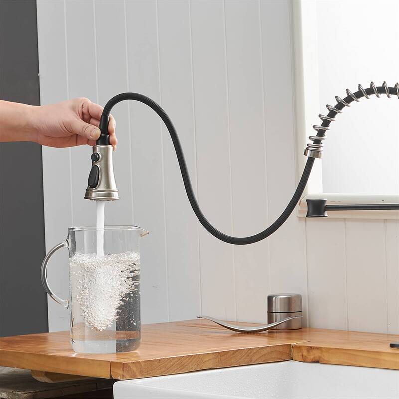 Single Handle Kitchen Sink Faucet With Pull Down Sprayer Commercial Kitchen Faucet One Hole Spring High Arc Gooseneck Bar Faucet