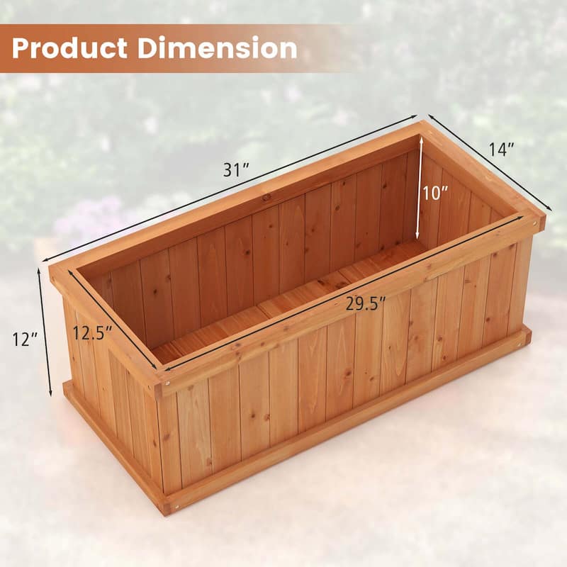 Costway Raised Garden Bed Fir Wood Rectangle Planter Box with Drainage - See Details