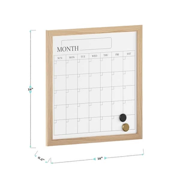 dimension image slide 1 of 3, Martha Stewart Dry Erase Magnetic Monthly Calendar and with Woodgrain Frame