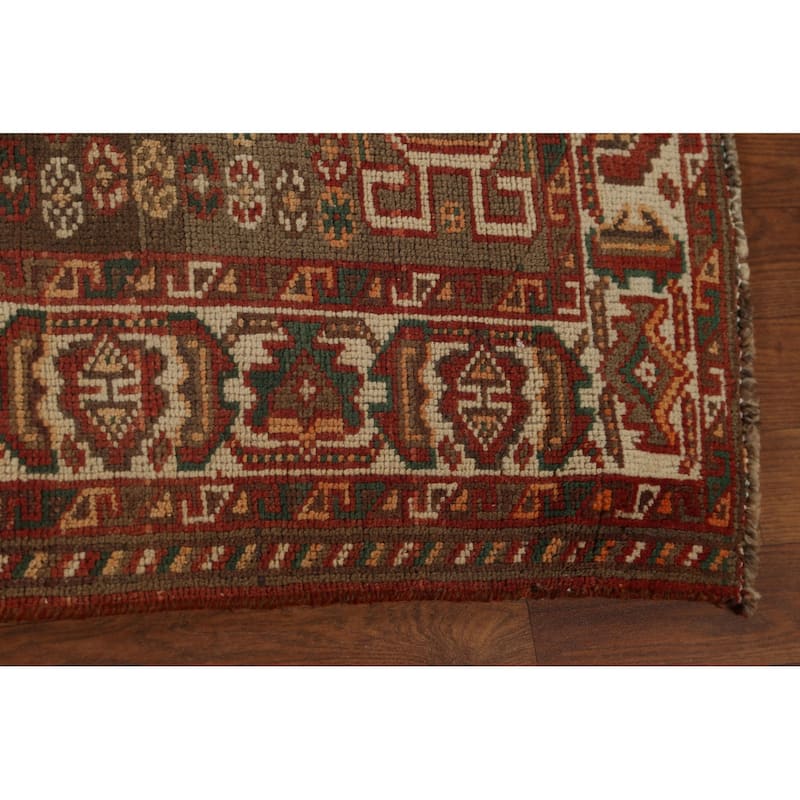 Tribal Qashqai Persian Vintage Area Rug Hand-Knotted Wool Carpet - 7'0"x 9'10"