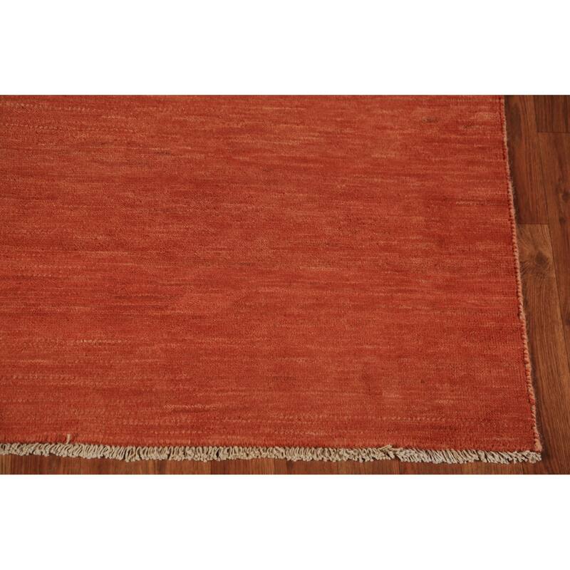 Striped Orange Gabbeh Modern Rug Handmade Wool Carpet - 4'9" x 6'6"