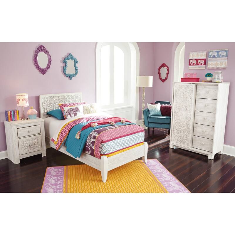 Paxberry Whitewash Panel Bed