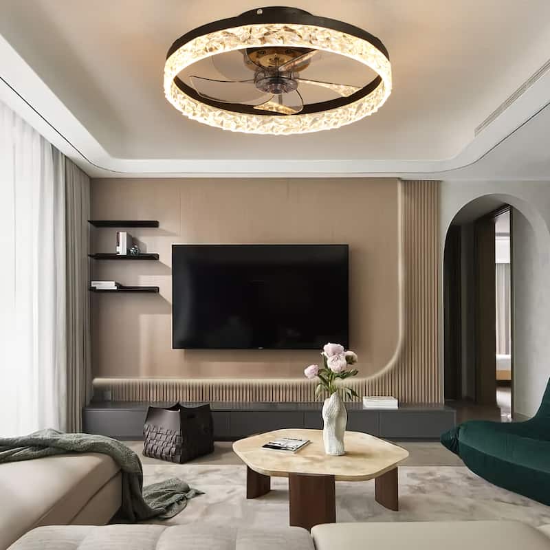 20" Ceiling Fan with Lights, Dimmable LED 6 Speeds Reversible Blades Timing with Remote Control
